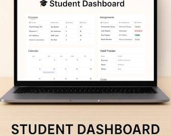 Student Study Planner Dashboard: Notion Template (Digital Download)