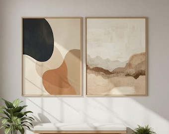 Set of 2 Wabi Sabi Wall Art Printable | Japandi Wall Decor | Neutral Abstract Art Digital Download