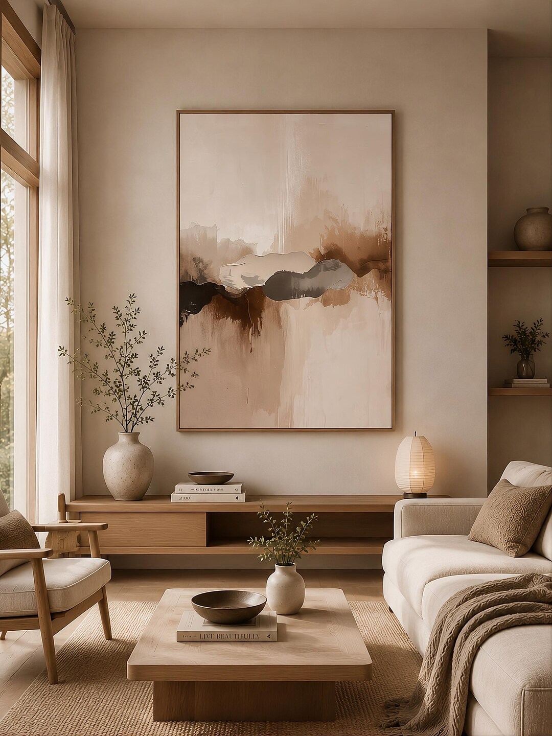 Wabi Sabi Wall Art Decor Printable | Japandi Minimalist Beige Artwork ...