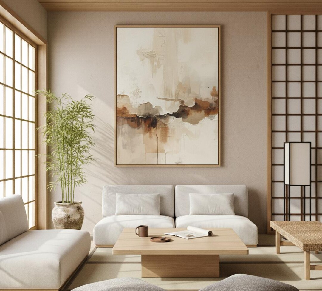 Wabi Sabi Wall Art | Japandi Minimalist Decor | Neutral Abstract Poster ...