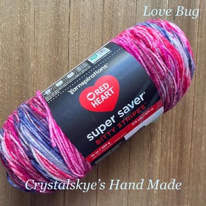 Red Heart Super Saver Bitty Stripes , 10 oz, Love Bug , Ready to ship