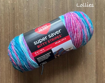 Red Heart Super Saver Bitty Stripes,  Lollies , 10 oz,Price is per skein,  Ready to ship