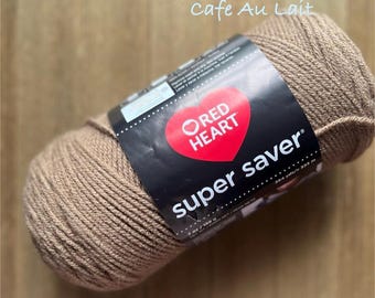 Red Heart Super Saver Yarn,  Cafe Au Lait , 7 oz, Ready to ship