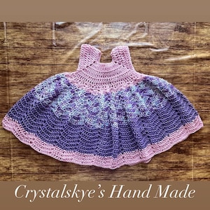 Crocheted Baby Dress 18-24 Month size Crochet baby dress  100% Pima Cotton Lavender and Purple Ready to Ship