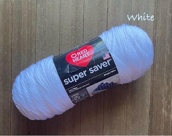 Red Heart Super Saver Yarn,  White, 7 oz,  Ready to ship