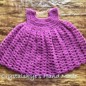Crocheted Baby Dress 0-6 Month size crochet baby dress Purple baby dress Ready to ship