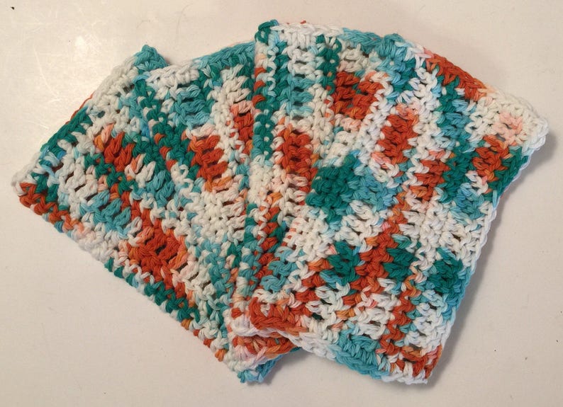 Dish cloths dish rags wash cloths Set of 4 made with 100% cotton yarn 7 X 8 Ready To Ship image 2