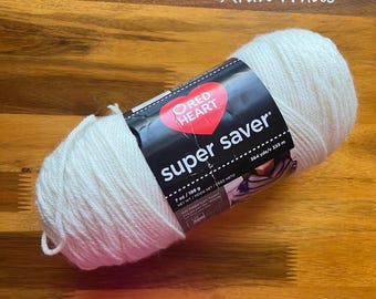 Red Heart Super Saver Yarn,  Aran White , 7 oz, Ready to ship