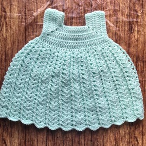Crocheted Baby Dress 18-24 Month size Crochet baby dress Pastel Green Ready to Ship