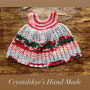 Crocheted Baby Dress 18-24 Month size Crochet Baby Dress Red and Green baby dress Ready to ship