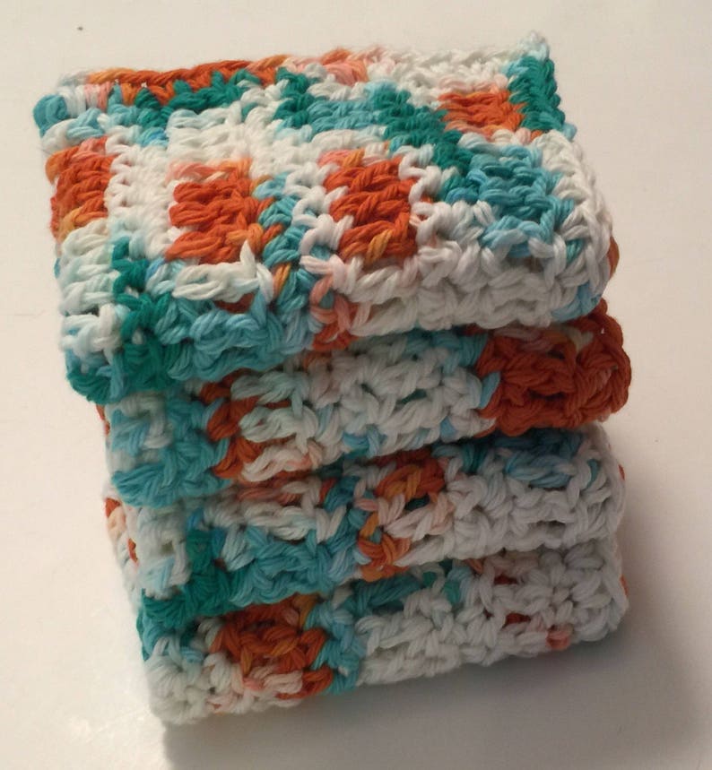 Dish cloths dish rags wash cloths Set of 4 made with 100% cotton yarn 7 X 8 Ready To Ship image 3