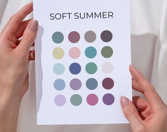 Soft Summer Color Palette – Printable 8×10 Digital Download – Seasonal Color Analysis Poster