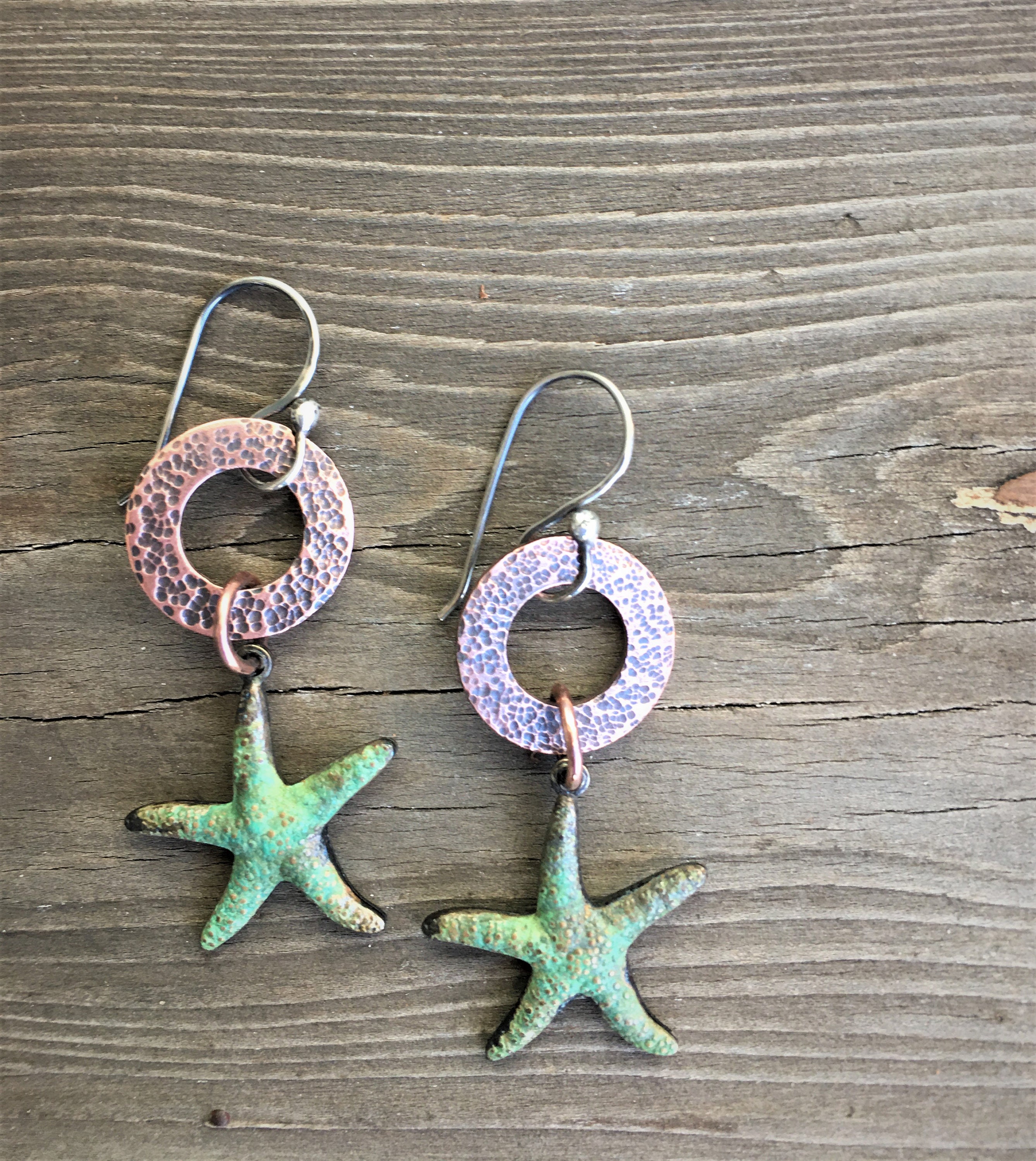 Starfish Earrings Copper Hoops Beach Wear Earrings Vacation Travel