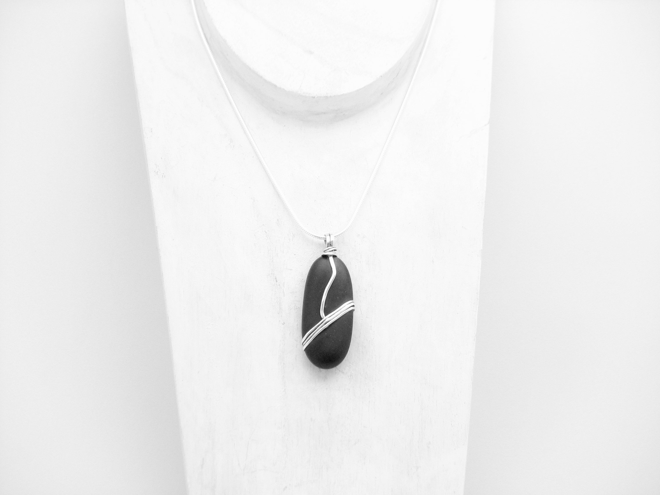 Beach Stone Jewelry Lake Superior Stone Necklace Natural Jewelry Black