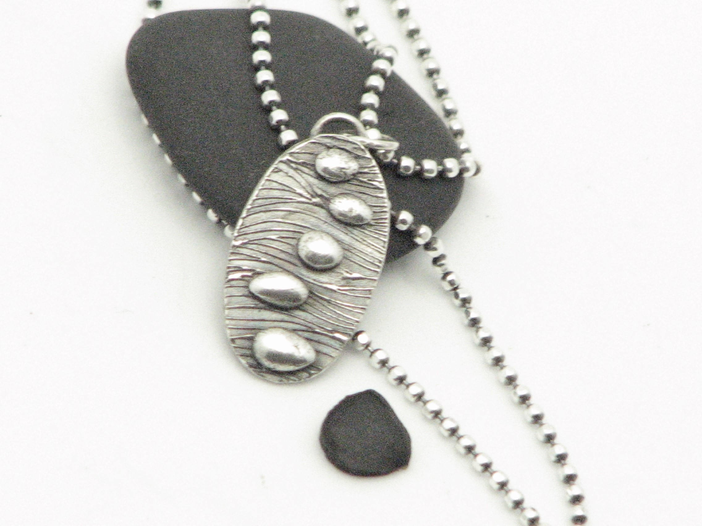 Silver Necklace Rustic Organic Metal Work Jewelry Edgy Modern Zen