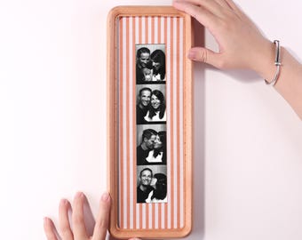 Fabric Mat Photobooth Strip Frame, Handmade Solid Wood, 4 Profiles, Gift for Couples Wedding Housewarming