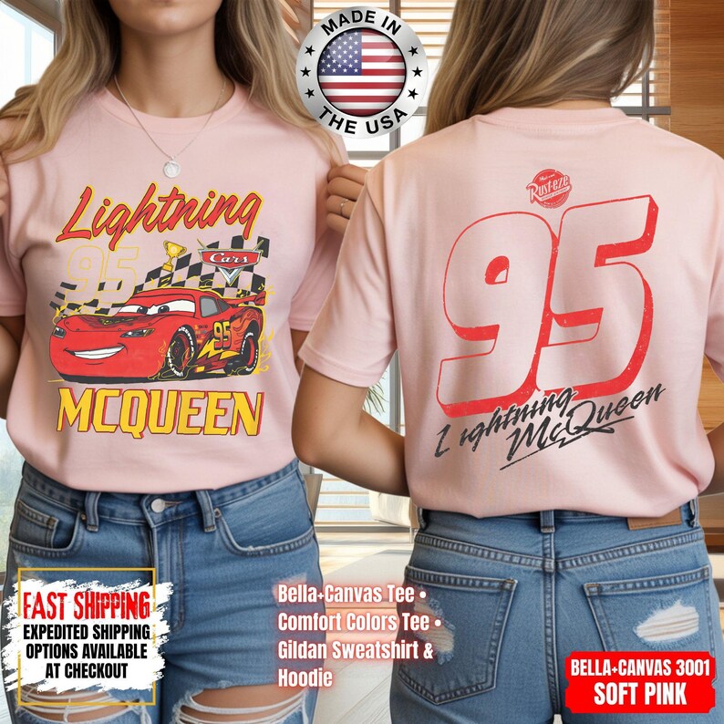 Vintage Lightning McQueen Comfort Colors Shirt, Disney Pixar Cars Shirt, Retro McQueen Graphic Tee, Disney Family Vacation Trip Shirt 2026 image 5