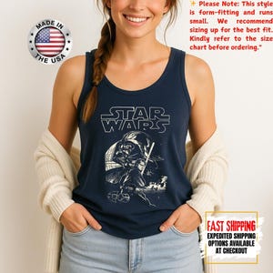 Disney Star Wars Tank Top, Mandalorian Tank Tee, Galaxy's Edge/Darth Vader Women Racerback and Men Tank Top image 15