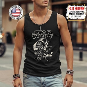 Disney Star Wars Tank Top, Mandalorian Tank Tee, Galaxy's Edge/Darth Vader Women Racerback and Men Tank Top image 1
