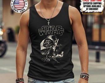 Disney Star Wars Tank Top, Mandalorian Tank Tee, Galaxy's Edge/Darth Vader Women Racerback and Men Tank Top