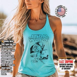 Disney Star Wars Tank Top, Mandalorian Tank Tee, Galaxy's Edge/Darth Vader Women Racerback and Men Tank Top image 9