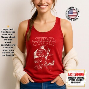 Disney Star Wars Tank Top, Mandalorian Tank Tee, Galaxy's Edge/Darth Vader Women Racerback and Men Tank Top image 14