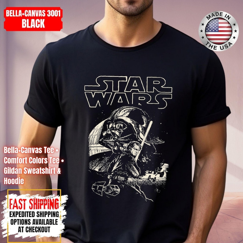 Disney Star Wars Shirt, Mandalorian Sweatshirt, Darth Vader Comfort Colors Shirt, Chewbacca Shirt, Star Jedi Shirt, Luke Skywalker Tee afbeelding 1