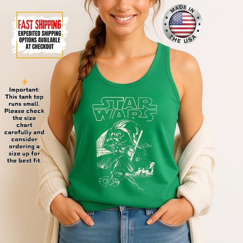 Disney Star Wars Tank Top, Mandalorian Tank Tee, Galaxy's Edge/Darth Vader Women Racerback and Men Tank Top image 13