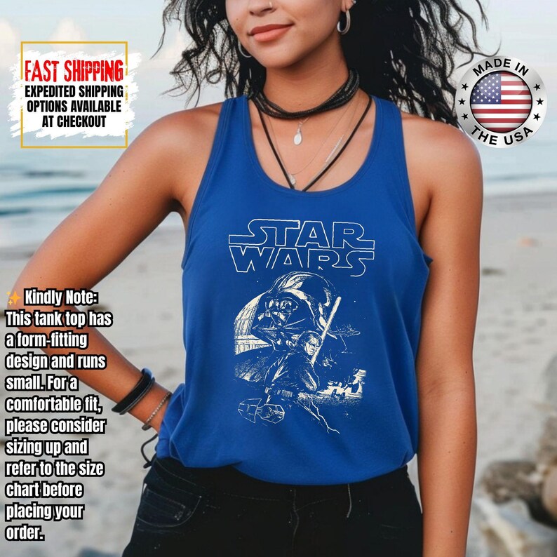 Disney Star Wars Tank Top, Mandalorian Tank Tee, Galaxy's Edge/Darth Vader Women Racerback and Men Tank Top image 12
