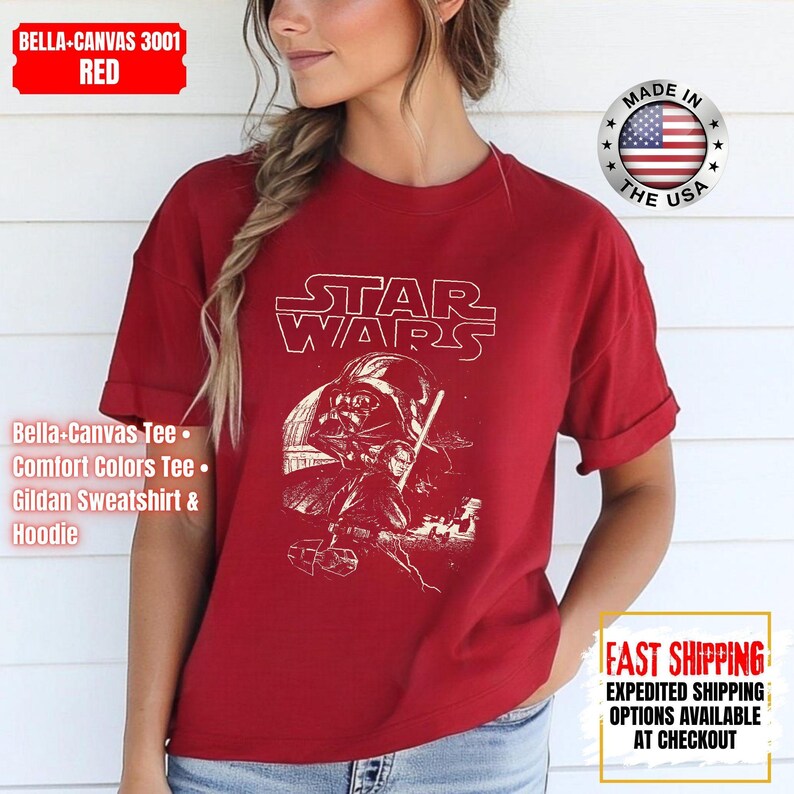 Disney Star Wars Shirt, Mandalorian Sweatshirt, Darth Vader Comfort Colors Shirt, Chewbacca Shirt, Star Jedi Shirt, Luke Skywalker Tee afbeelding 12