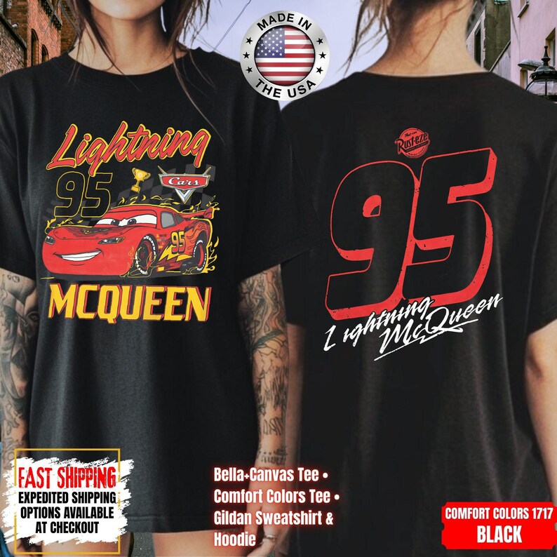 Vintage Lightning McQueen Comfort Colors Shirt, Disney Pixar Cars Shirt, Retro McQueen Graphic Tee, Disney Family Vacation Trip Shirt 2026 image 3