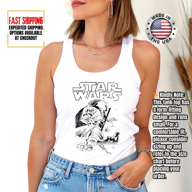 Disney Star Wars Tank Top, Mandalorian Tank Tee, Galaxy's Edge/Darth Vader Women Racerback and Men Tank Top image 8