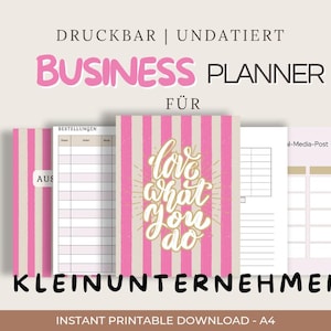 Utskrivbar affärsplanerare på tyska för småföretagare och egenföretagare. Månadsbudgetmall, budgetplanerare, A4-kort.