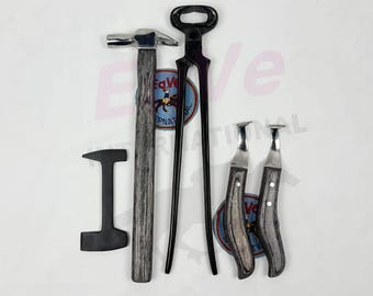 Farrier Tool Kit | 5 Pcs Hoof Care Set | Hoof Nipper, Hammer, Hoof Knives & Hoof Pick