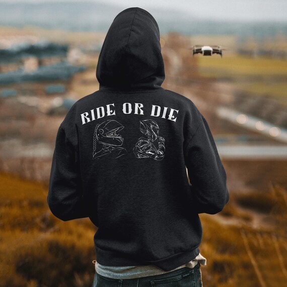 Hoodie Motorradfahrer, Pulli Jersey für Damen und Herren "Ride or Die" geschenk für motorradfahrer