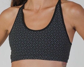 Geometric Yoga Bra- Cotton Bralette- Sport Bra- Festival Clothing Women- Active Wear- Yoga Top