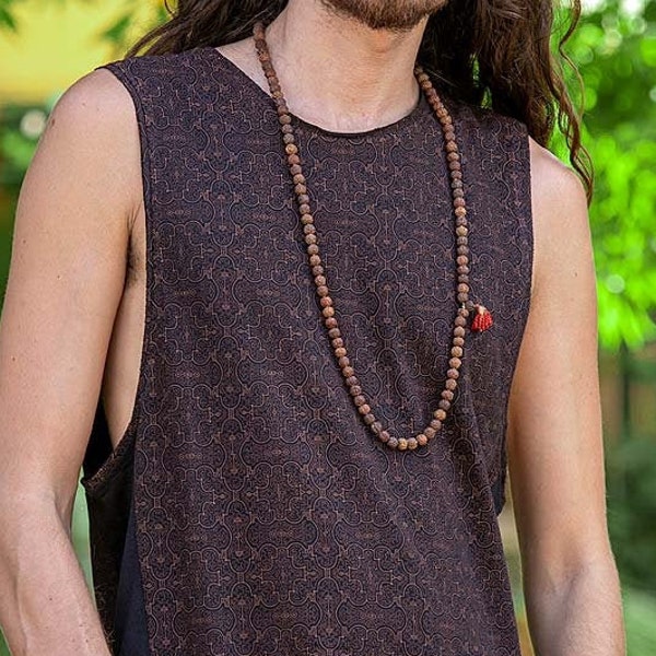 Hombres Shipibo Tank Top Tribal Geometría Sagrada Yoga Tanktop, Ropa Alternativa, Burning Man, Festival Wear