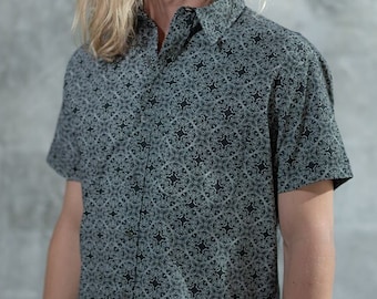 Black Button Up Shirt For Men Short Sleeve Button Down Urban Men's Fashion Festival Street Wear