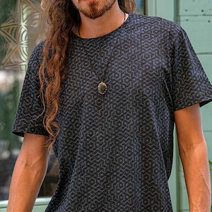 Seed Of Life Shirt For Men- Sacred Geometry Tee Flower Of Life Men&#39;s T-shirt Psytrance Clothing Goa Burning Man Festival Clothes
