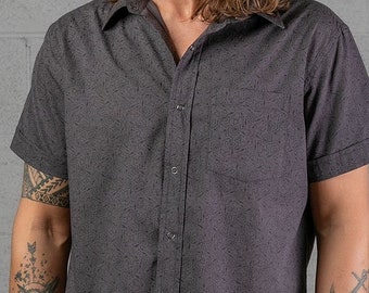 Chemise boutonnée Unique pour hommes, gris, boutonnée, manches courtes, imprimée, vêtements psychédéliques, Style urbain, Streetwear d'été