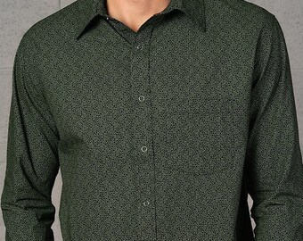 Atom Molecule shirt met lange mouwen en button-up voor heren, stedelijke herenkleding, psychedelische elegante streetwear