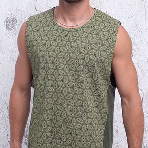 Festival Mens Tank Top Sleeveless Shirt- Sacred Geometry Screen Printed Streetwear