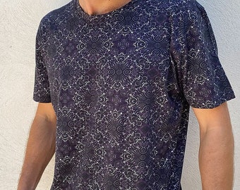 Camiseta psicodélica masculina - Camiseta psicodélica - Moda Psy Trance do Burning Man