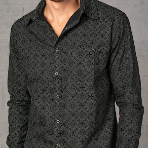 Urban Streetwear Button Up Shirts for Men, Rave Clothing, Black Button Down Shirt,  Psychedelic Gift for Him, Festival Outfit