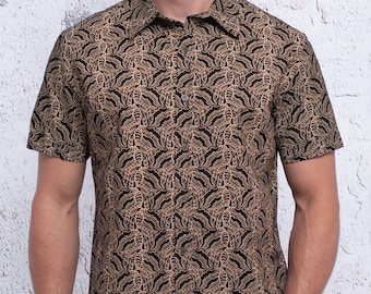 Hawaiian Shirt For Men- Fashion Button Down Shirt, Oxford Shirt, Short Sleeve, Black printed Button Up Shirt
