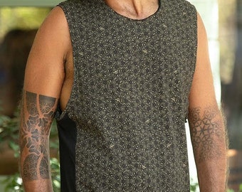 Bee Tank Top For Men, Sleeveless Top, Mens Tank Top, Bee Hive Honeycomb Shirt, Mens Yoga Tank, Bee Lovers Gift For Him