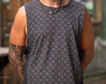 Tribal Mens Tank Top, Psytrance Goa Clothes, Men Summer Tank, Burning Man Festival, Hippie Boho Mens Clothing