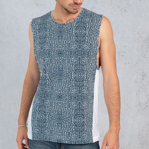 Camiseta de festival para hombre, camiseta estampada, camiseta psicodélica para hombre, camisa sin mangas para hombre, camisetas estampadas para hombre imagen 2