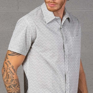 Atom Molecule Mens Button Up Shirt Psychedelic All Over Print Short Sleeve Button Down Shirt Unique Mens Clothing