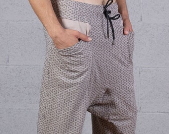Seed Of Life Men's Shorts- Drop Crotch Pants For Men- Cotton Sweat Shorts- Yoga Pants- Festival Shorts